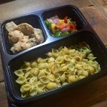 Shell Pasta With Black Olives, Peanut Butter Chicken & Tricolor Capsicum